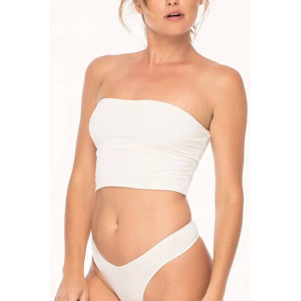 NEW INDAH ghee strapless crop top in white